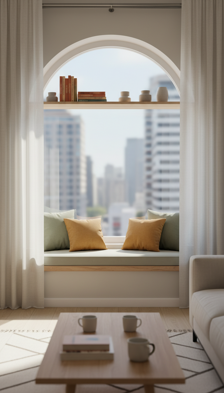 City apartment with window reading nook